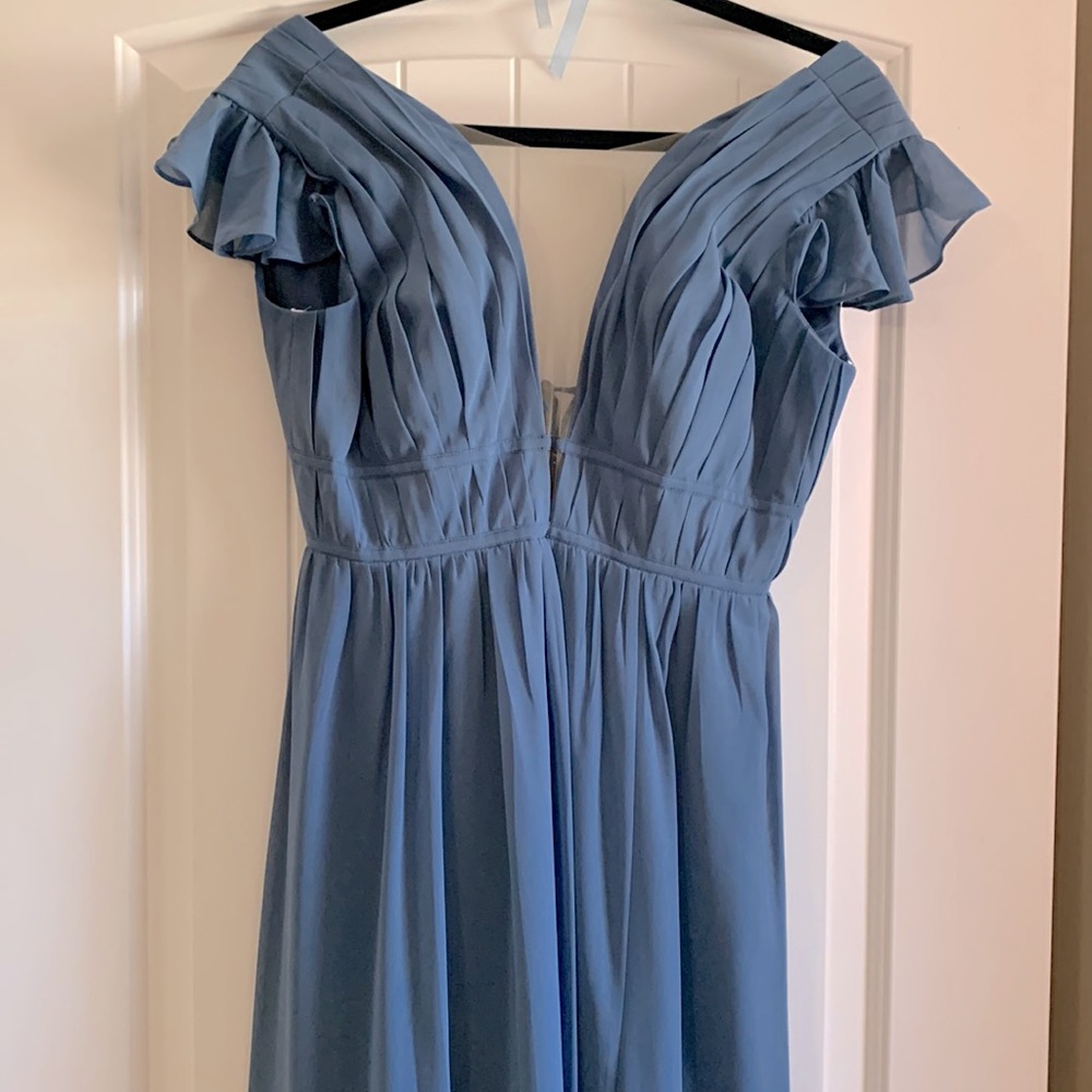 Revelry Dusty Blue Cora Chiffon Bridesmaids Dress